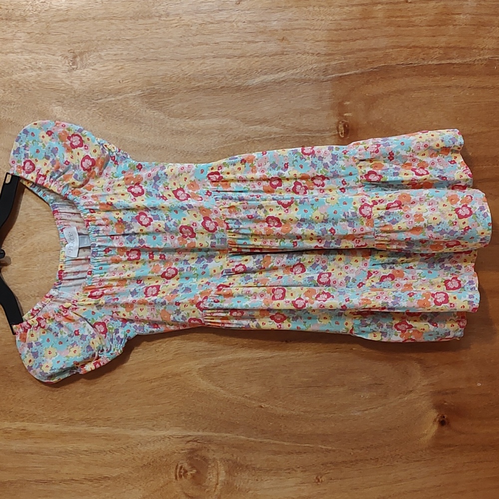 Place Girls Pretty Floral Puff Sleeve Sundress Scoop Neck Flowy Rayon Size 5/6